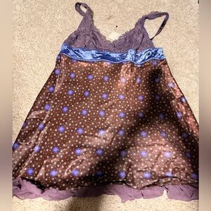 Free People Purple and Brown Floral Mini Dress / slip